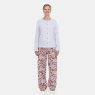 Pijama Feminino Longo Blusa Botões e Calça Floral