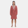 Robe Feminino  Adulto Manga Longa Transpasse Cinto Rosa