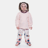 Pijama Feminino Blusa Manga Longa Babado e Calça Estampada