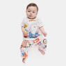 Pijama Bebê Menina Manga Curta e Calça Estampada