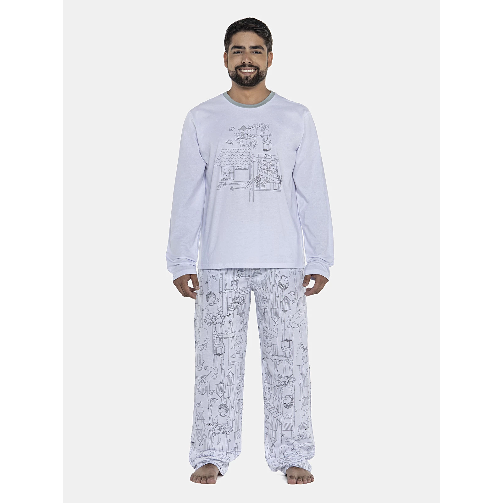 Pijama Masculino Adulto Manga Longa e Calça