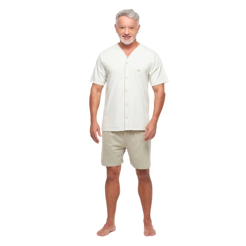 Conjunto Masculino Adulto Manga Curta Decote V e Short
