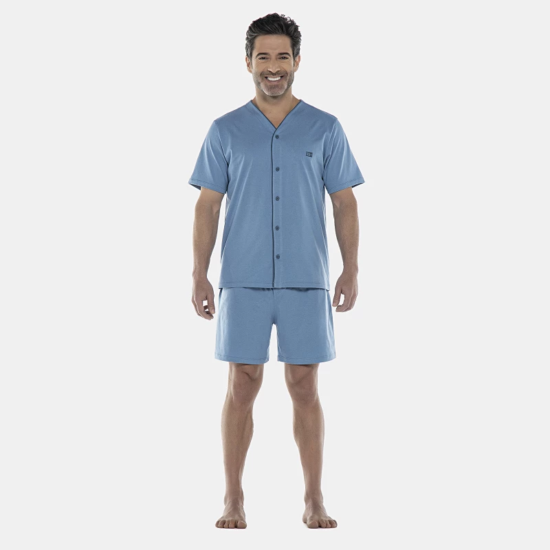 Pijama Masculino Adulto Manga Curta e Short Aberto