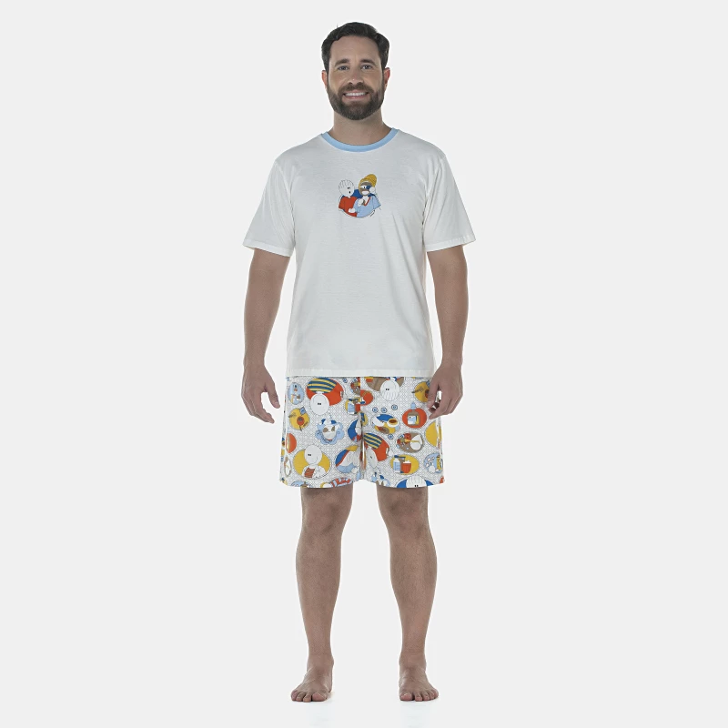 Pijama Masculino Adulto Manga Curta e Short