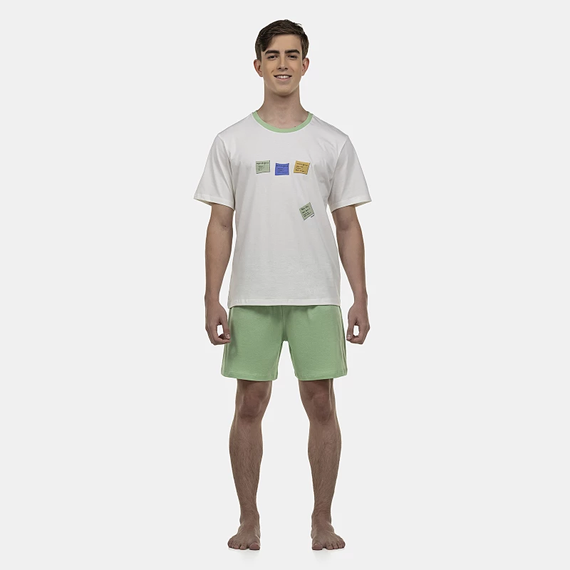 Pijama Masculino Adulto Manga Curta e Short