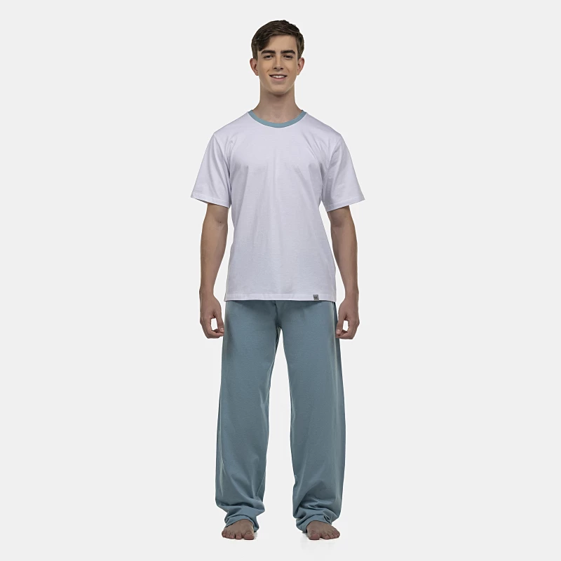 Pijama Masculino Adulto Manga Curta e Calça