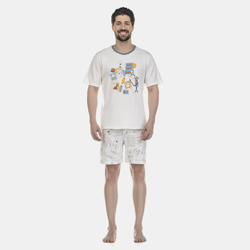 Pijama Masculino Adulto Manga Curta e Short