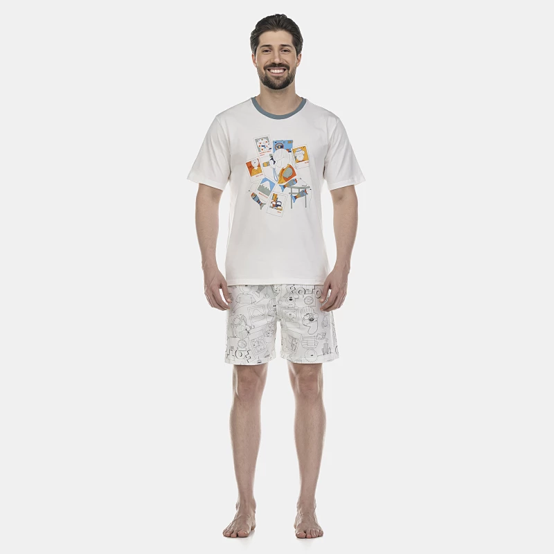 Pijama Masculino Adulto Manga Curta e Short