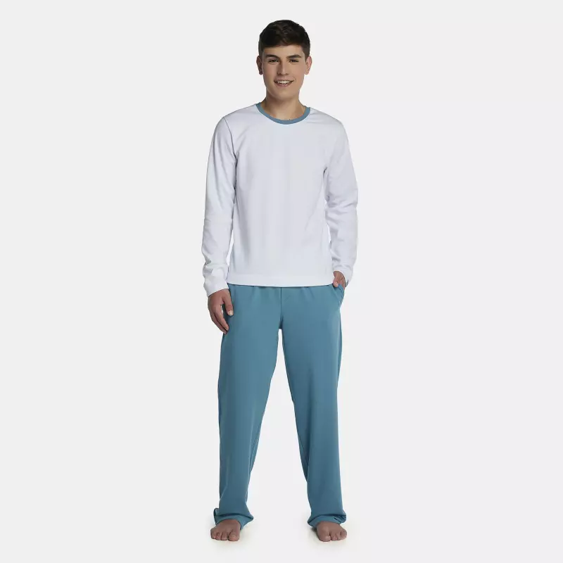 Pijama Masculino Adulto Manga Longa e Calça Moletinho