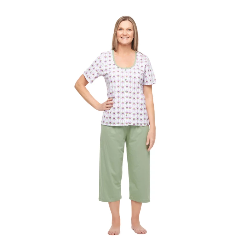 Conjunto Feminino Adulto Manga Curta Aberta e Corsário