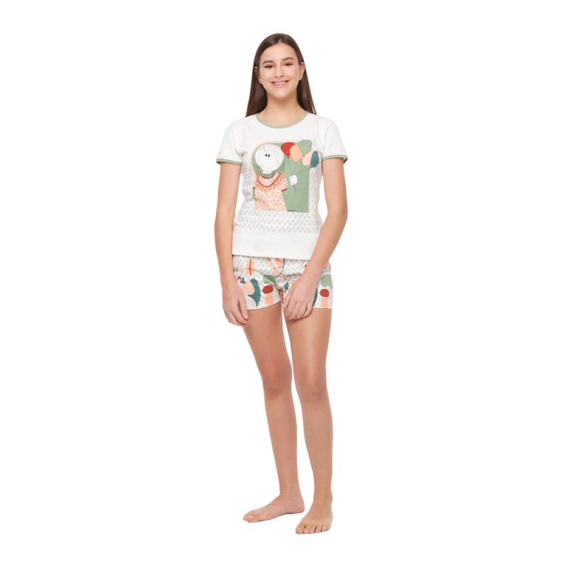 Conjunto Feminino Adulto Baby Look Manga Curta e Short 
