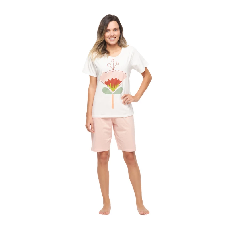 Pijama manga curta e bermuda