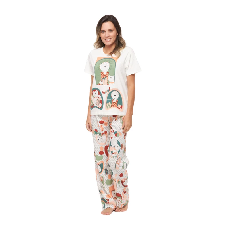Conjunto Feminino Adulto Manga Curta e Calça