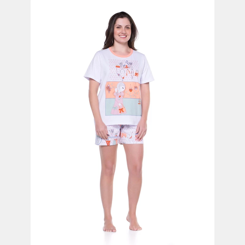 Conjunto Feminino Adulto Manga Curta e Short