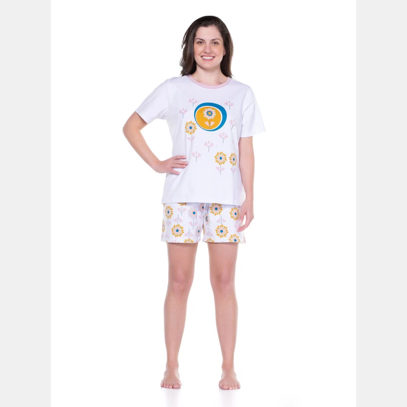 Conjunto Feminino Adulto Manga Curta e Short