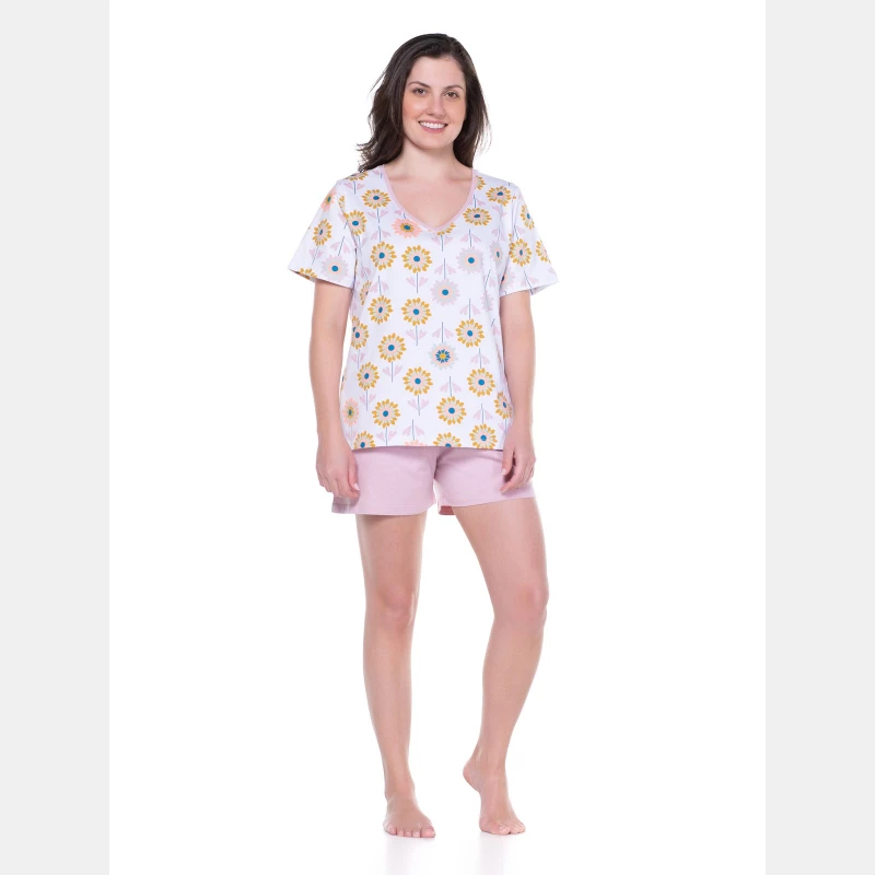 Conjunto Feminino Adulto Manga Curta e Short