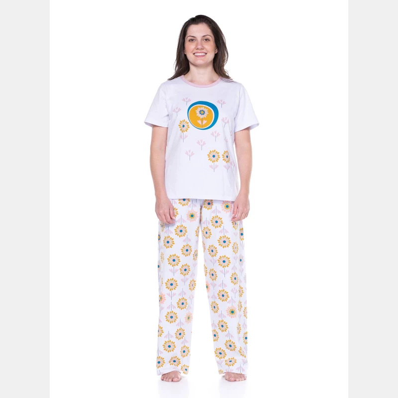 Conjunto Feminino Adulto Manga Curta e Calça