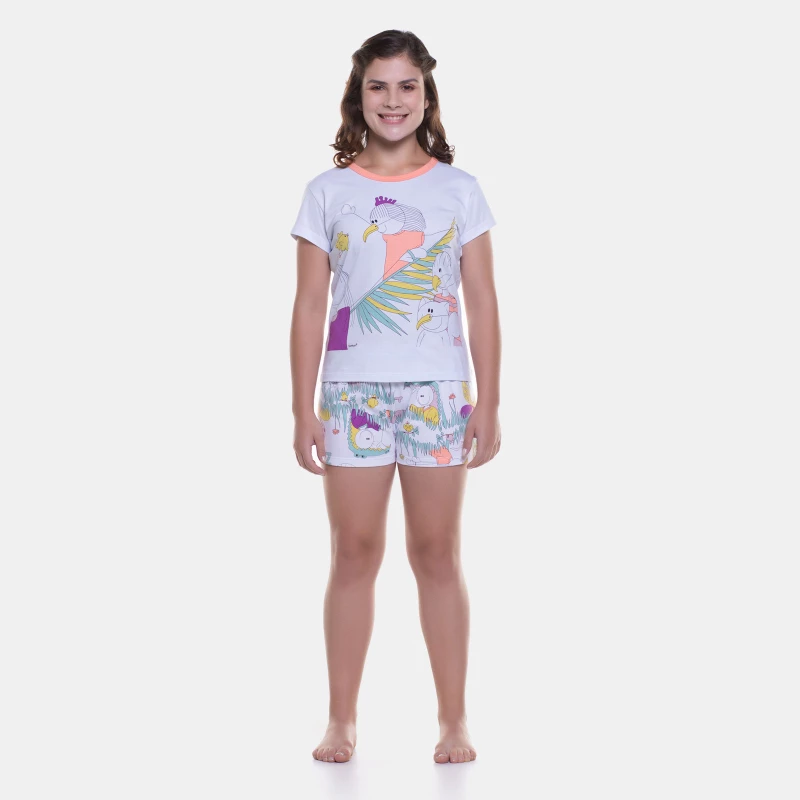 Pijama baby-look manga curta e short 