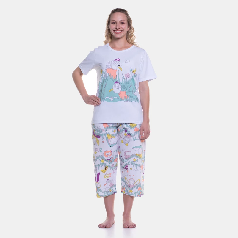 Pijama manga curta e corsário