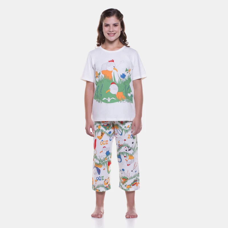 Pijama manga curta e corsário