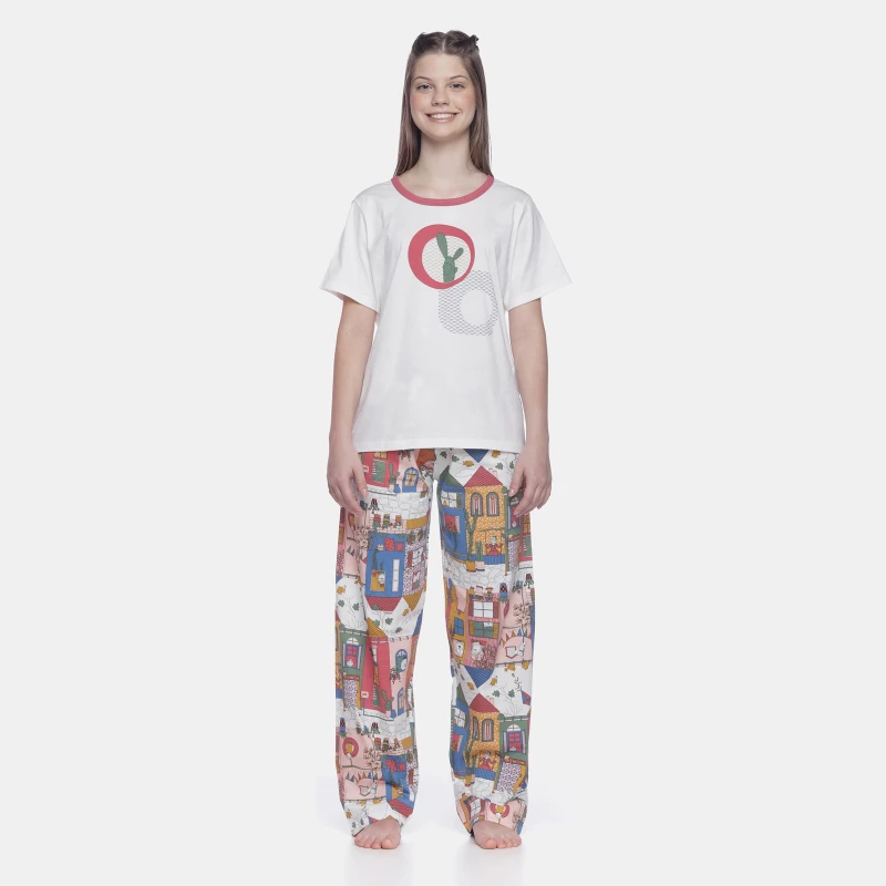Conjunto Feminino Adulto Manga Curta e Calça