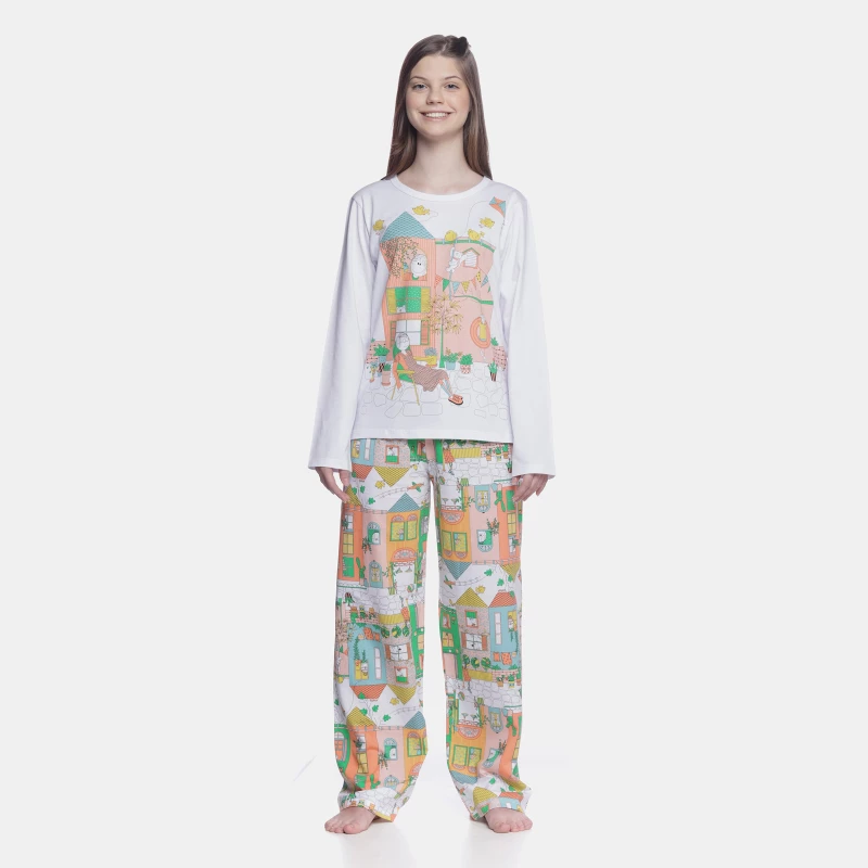 Conjunto Feminino Adulto Manga Longa e Calça