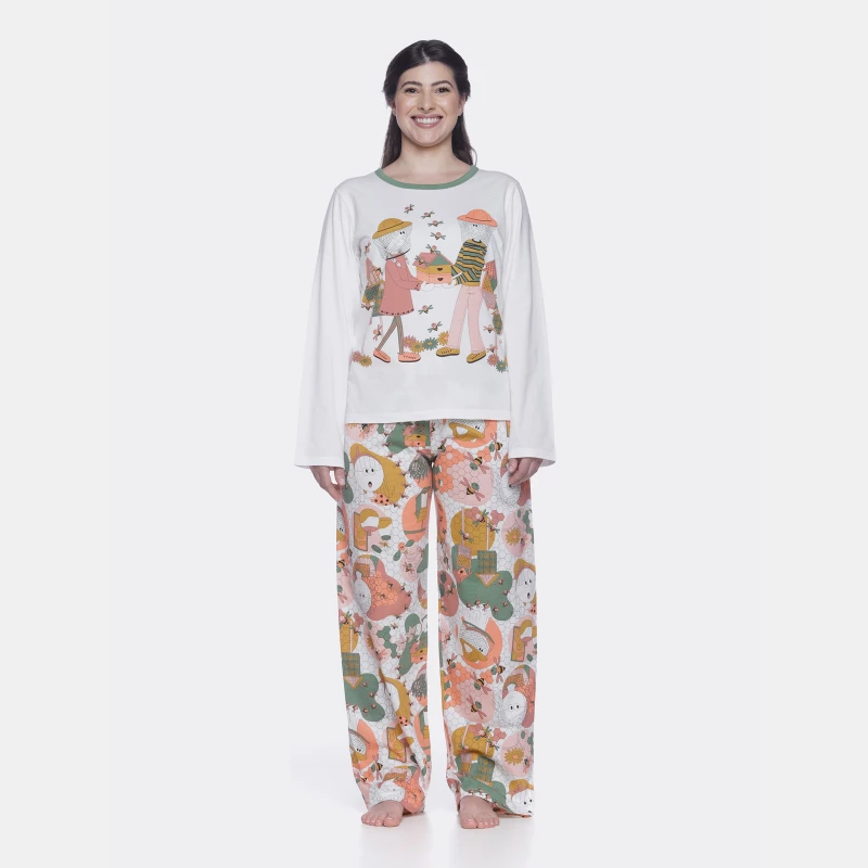 Conjunto Feminino Adulto Manga Longa e Calça