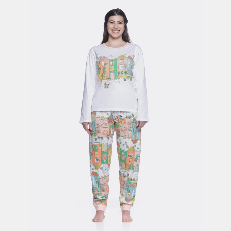 Conjunto Feminino Adulto Manga Longa e Calça