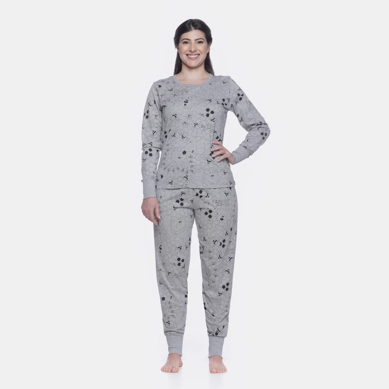 Conjunto Feminino Adulto Manga Longa e Calça Com Punho