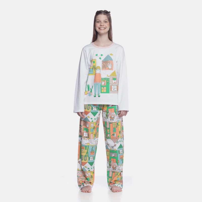 Pijama manga longa e calça        