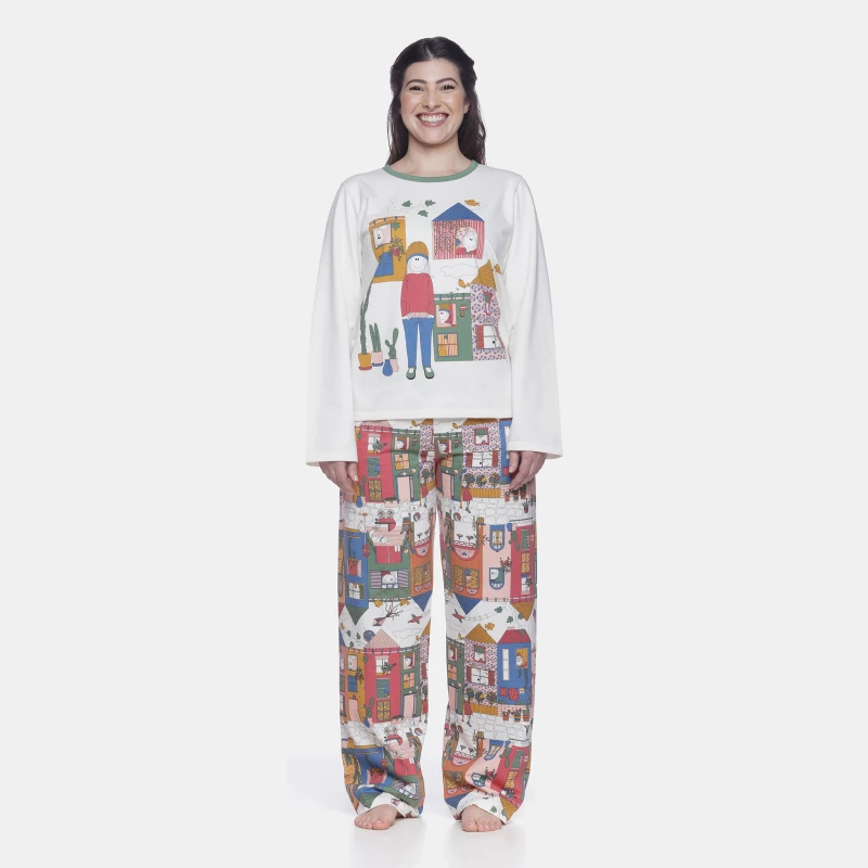 Conjunto Feminino Adulto Manga Longa e Calça Moletinho
