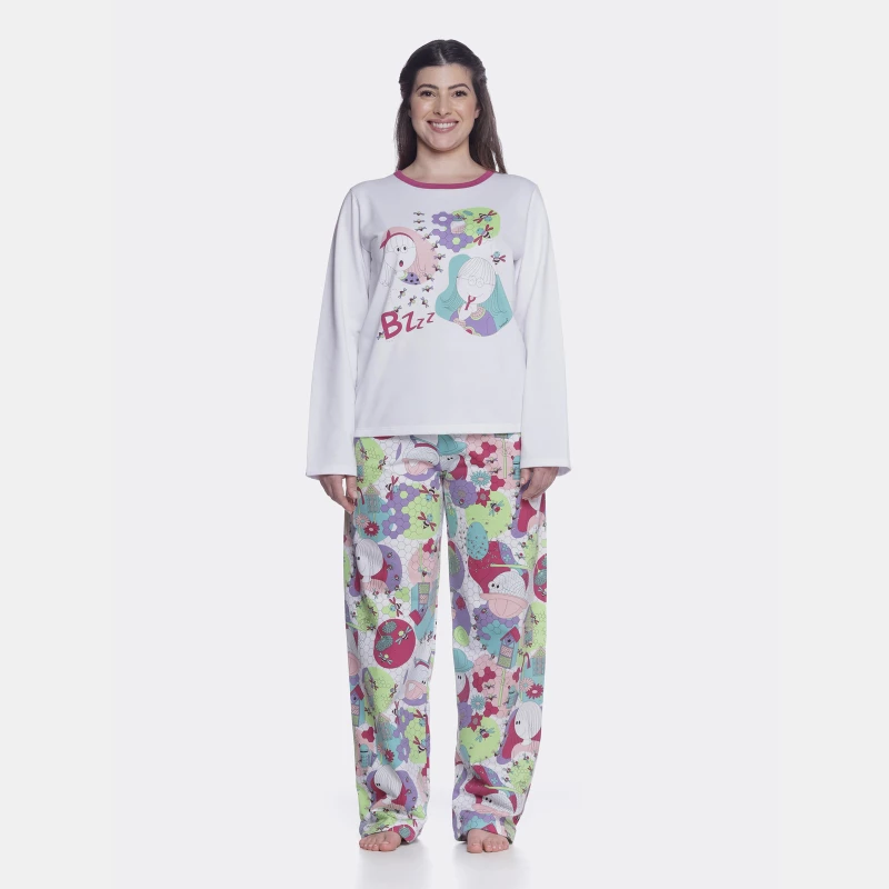 Conjunto Feminino Adulto Manga Longa e Calça Moletinho