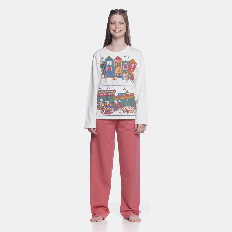 Conjunto Feminino Adulto Manga Longa e Calça