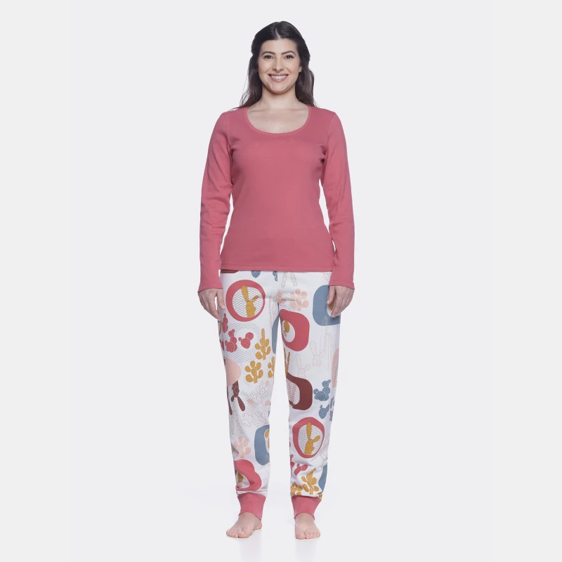Conjunto Feminino Adulto Manga Longa e Calça Moletinho