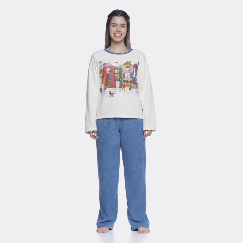 Conjunto Feminino Adulto Manga Longa e Calça