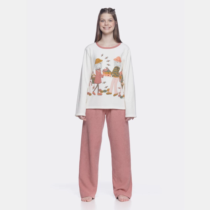 Conjunto Feminino Adulto Manga Longa e Calça Plush