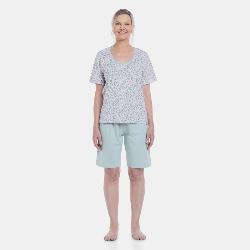 Pijama Feminino Curto Sonhart Blusa manga curta e bermuda Lisa