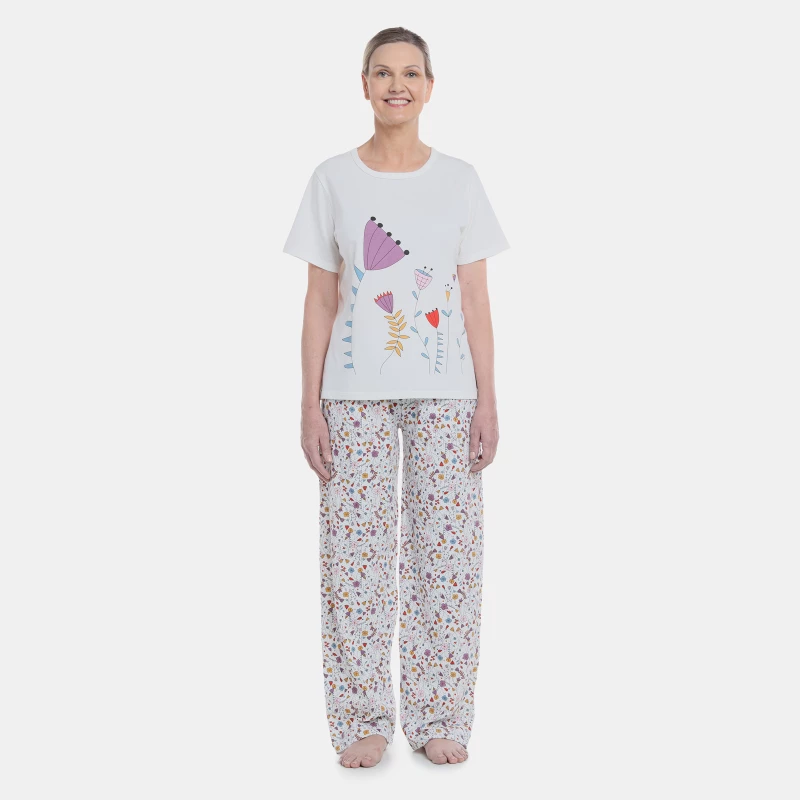 Pijama Feminino Sonhart clássico manga curta e calça Floral