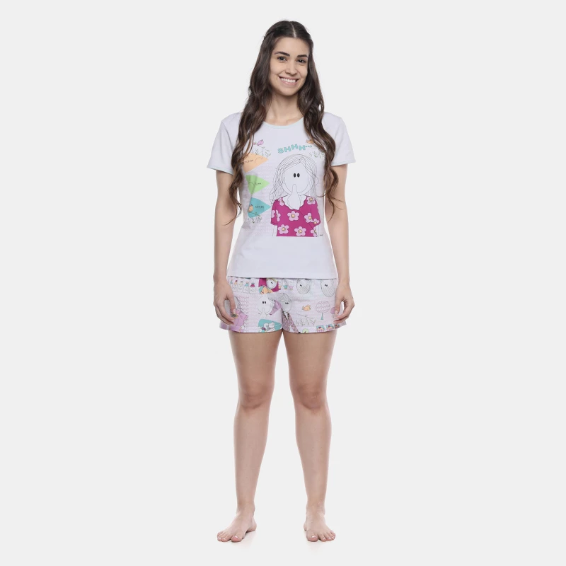 Pijama Baby-Look Manga Curta e Short