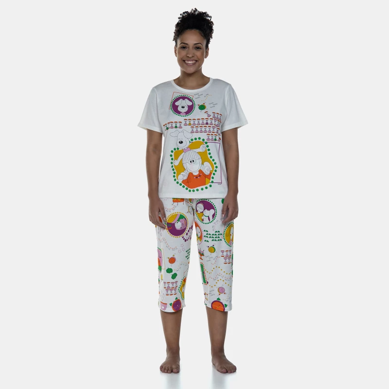 Pijama Manga Curta e Corsário