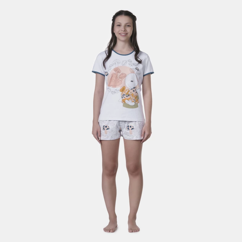 Pijama Baby-Look Manga Curta e Short   