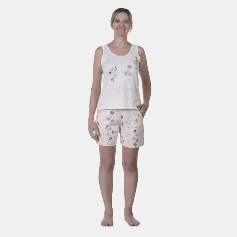 Conjunto Pijama Clássico Regata e Short com Bolsos