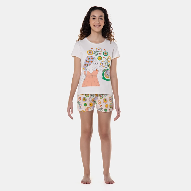 Pijama baby-look manga curta e short