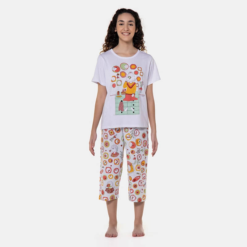 Pijama manga curta e corsário