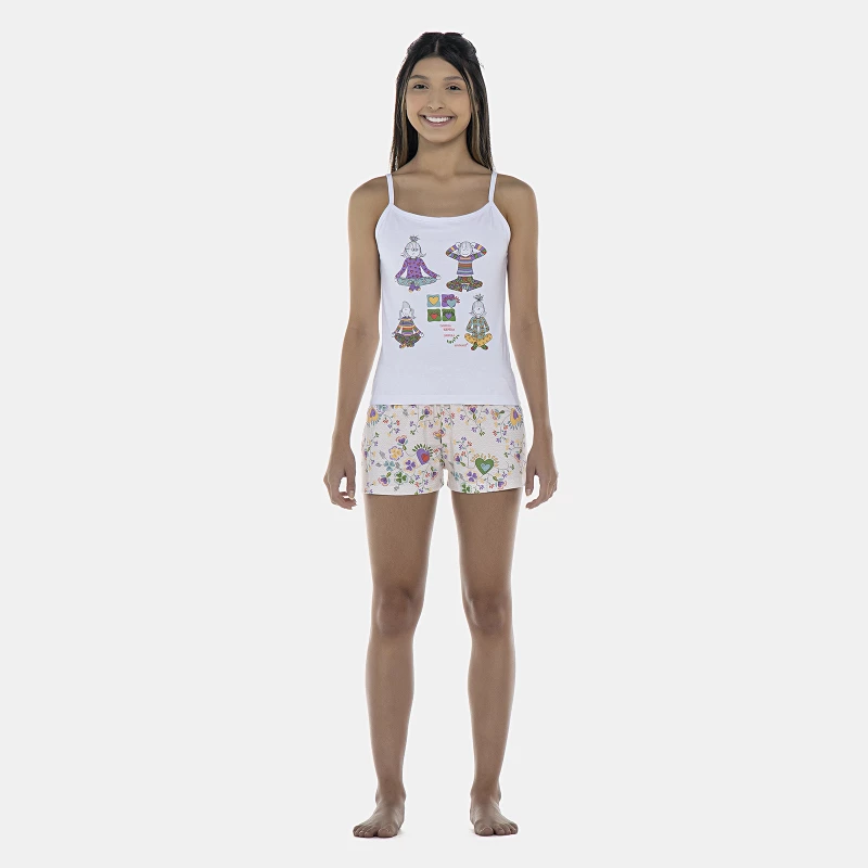 Pijama Feminino Adulto Alça e Short