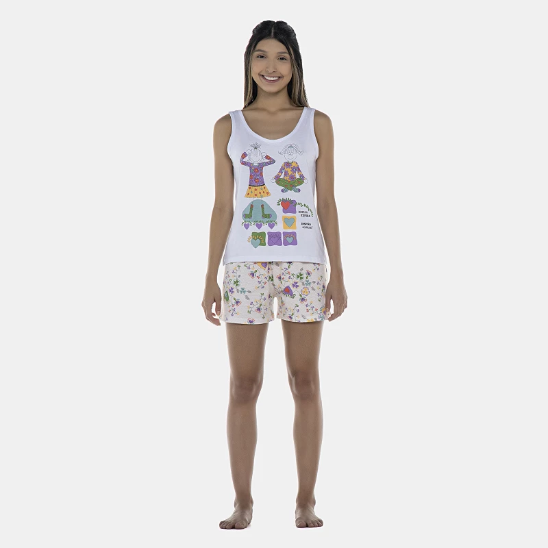 Pijama Feminino Adulto Regata e Short