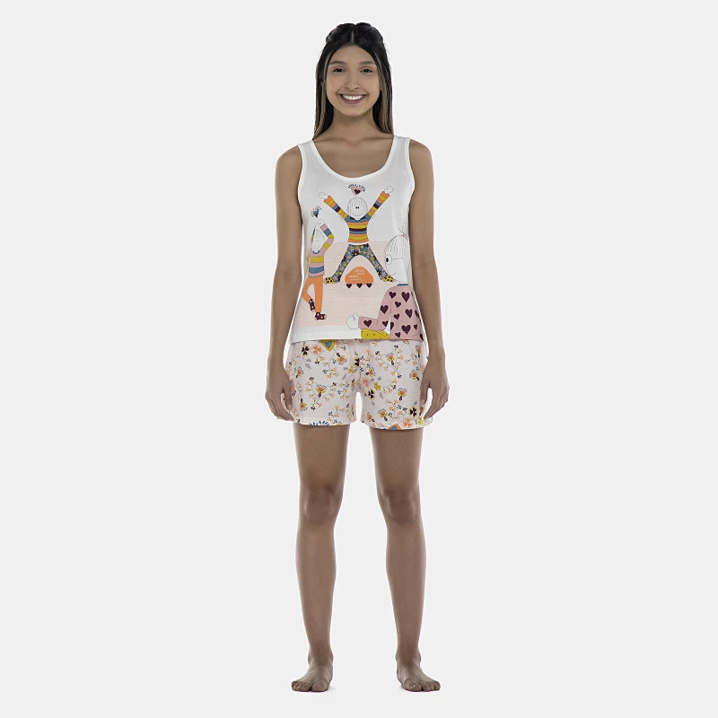 Pijama Feminino Adulto Regata e Short