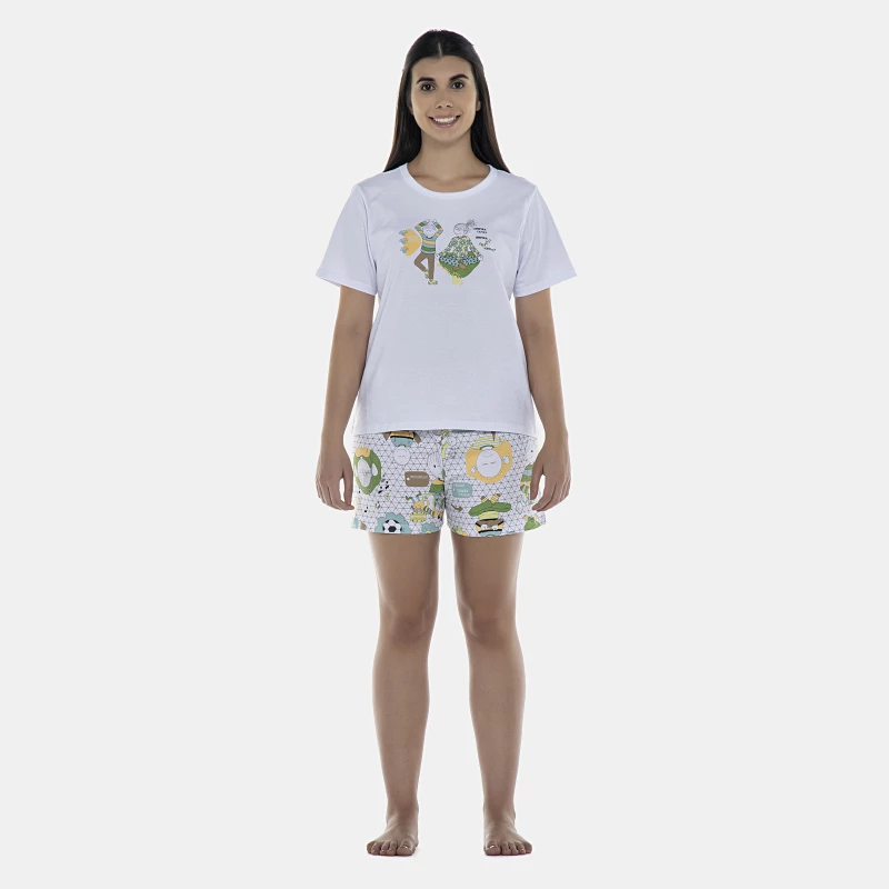 Pijama Feminino Adulto Manga Curta e Short