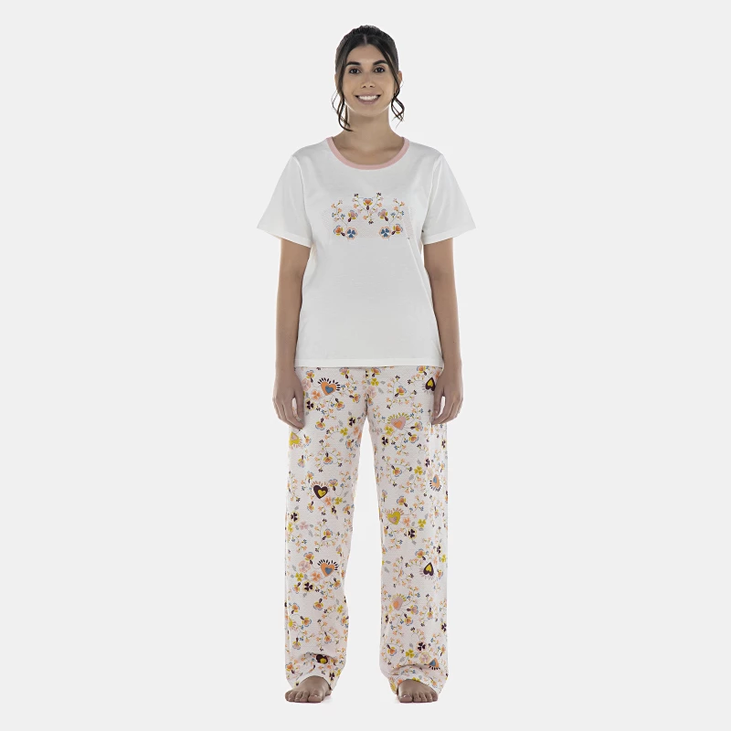 Pijama Feminino Adulto Manga Curta e Calça