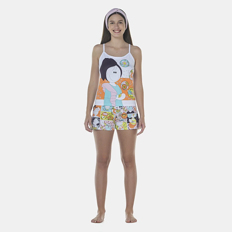 Pijama Feminino Adulto Alça e Short